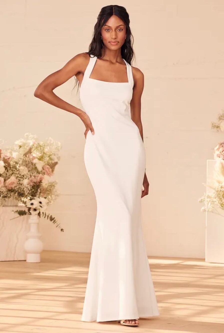 New Lulus Pure Romance White Mermaid Maxi Dress
Size Medium MSRP $98